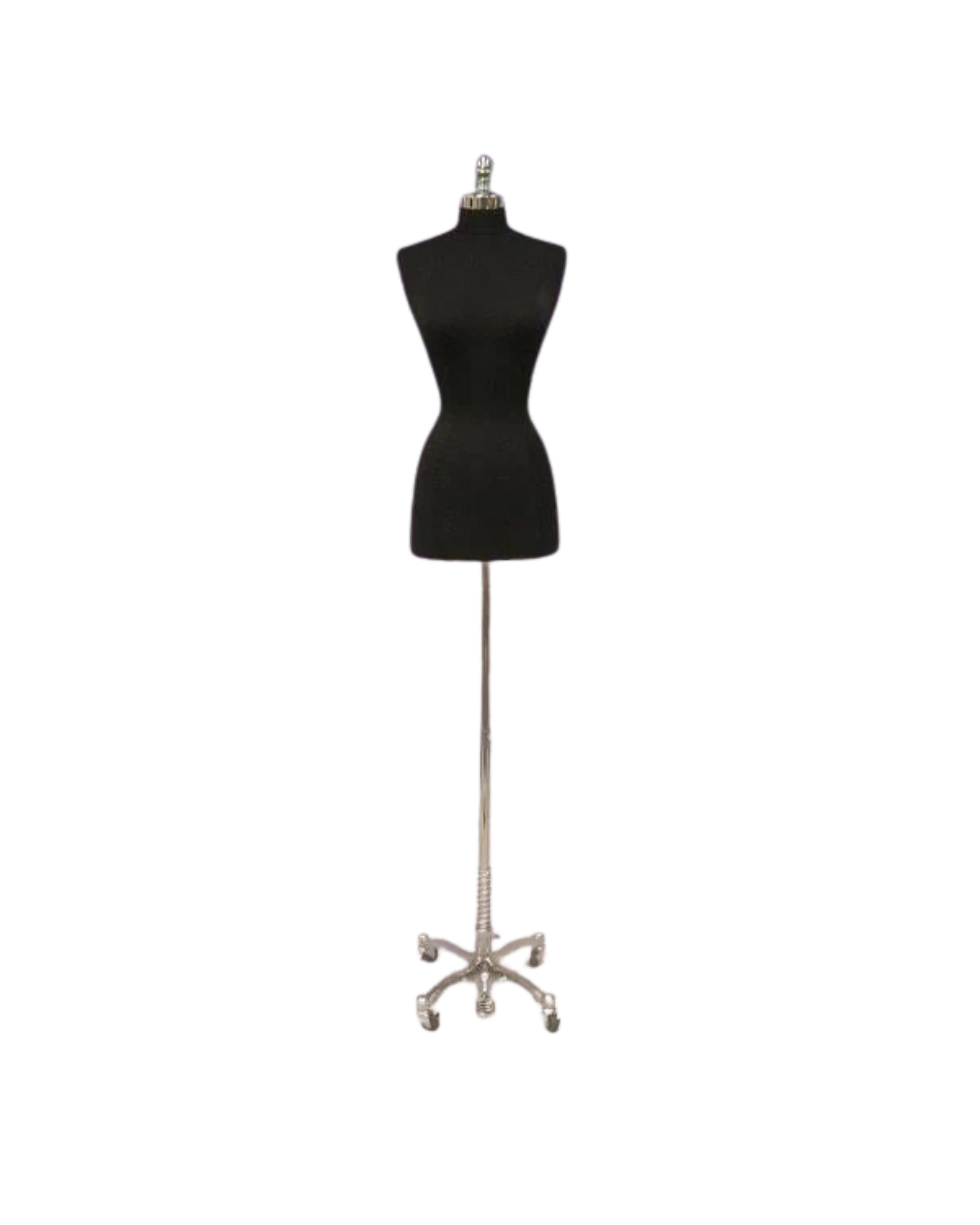 Female Dress Form with Chrome Rolling Base (TMK-JF-F+BS-WCDX)
