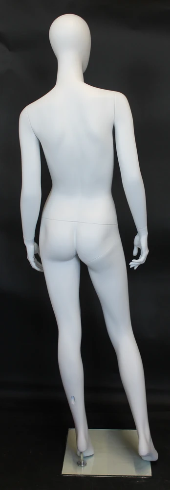Contemporary standing egghead female mannequin in matte white