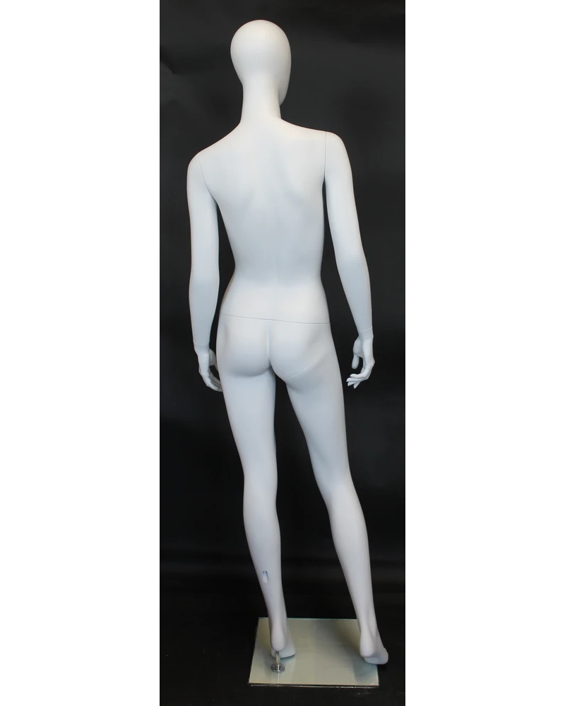 Contemporary standing egghead female mannequin in matte white