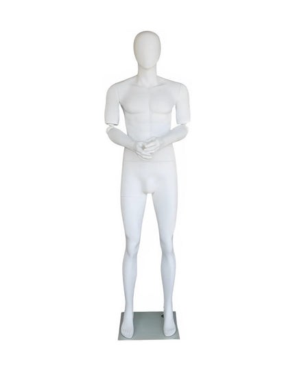 Male Egghead Mannequin with Movable Elbows TMM-SFM38E-WT