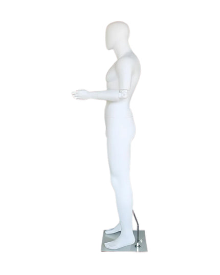 Male Egghead Mannequin with Movable Elbows TMM-SFM38E-WT