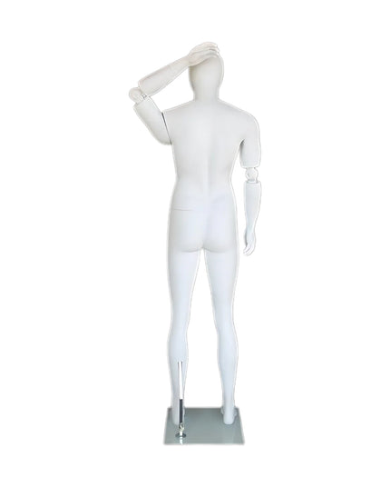 Male Egghead Mannequin with Movable Elbows TMM-SFM38E-WT