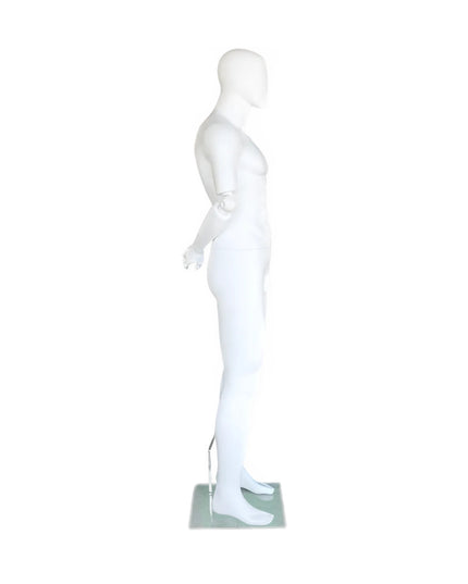 Male Egghead Mannequin with Movable Elbows TMM-SFM38E-WT