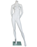 Headless female mannequin with hand behind hip in matte white