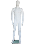 Classic standing egghead male mannequin in matte white, SFM25E-WT
