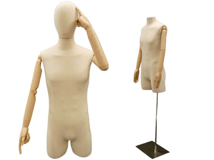 Male Display Dress Form with Arms and Head (TMK-JF-M2LARM)