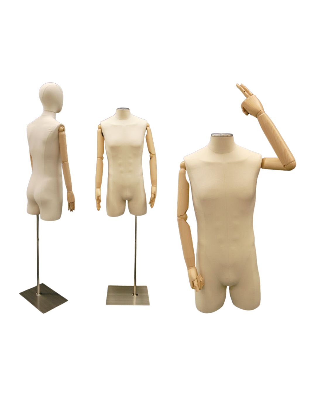 Male Display Dress Form with Arms and Head (TMK-JF-M2LARM)