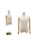 Male Pure White Linen Dress Form with Arms (TMK-M1WLARM)