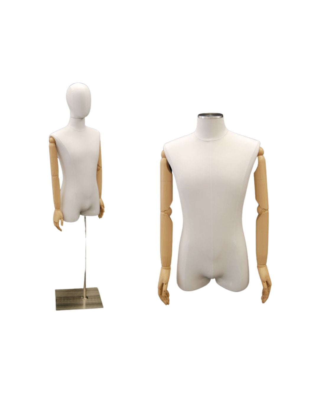 Male Pure White Linen Dress Form with Arms (TMK-M1WLARM)
