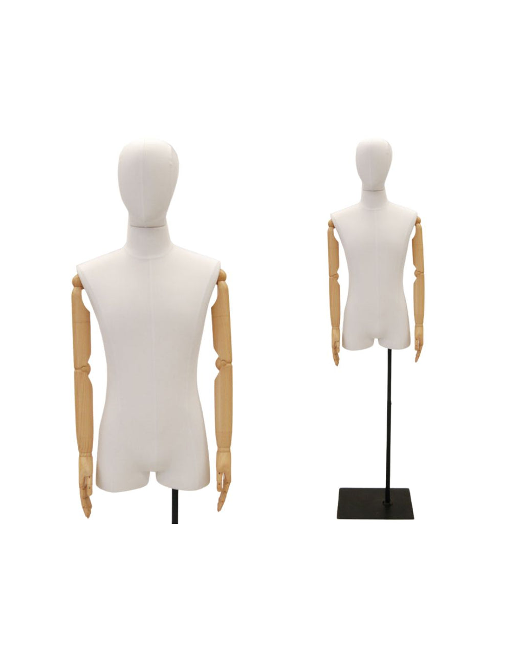 Male Pure White Linen Dress Form with Arms (TMK-M1WLARM)