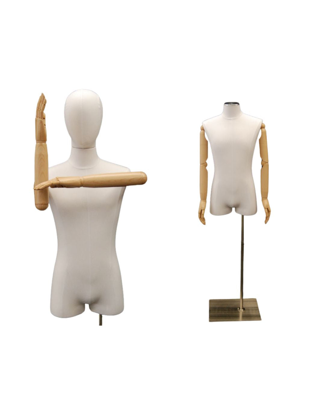Male Pure White Linen Dress Form with Arms (TMK-M1WLARM)