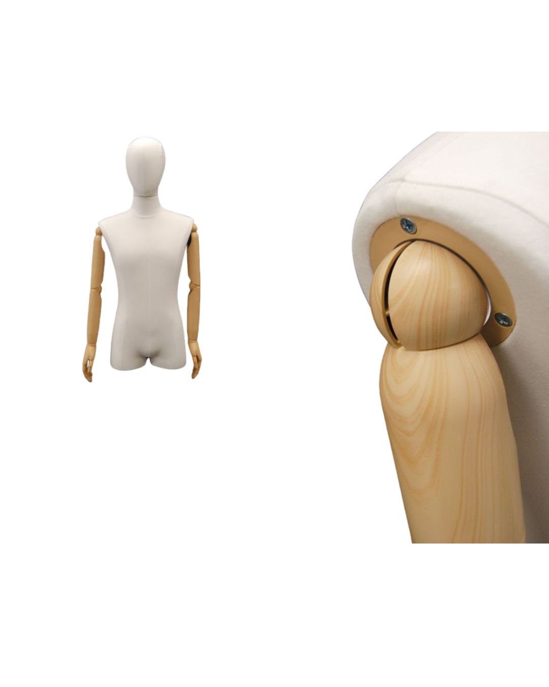Male Pure White Linen Dress Form with Arms (TMK-M1WLARM)