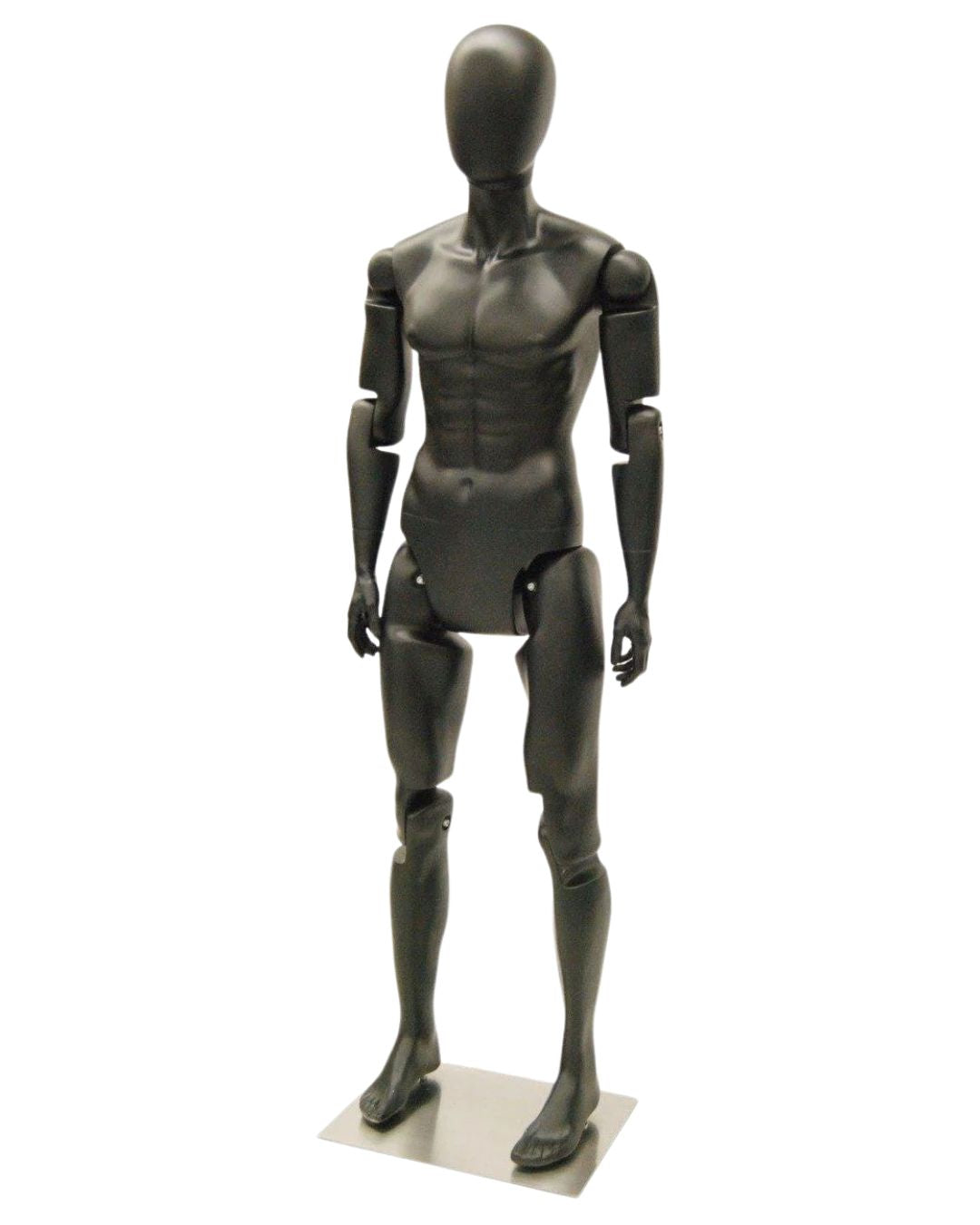 Black Abstract Posable Mannequin - Male (TMK-MD-Z-MFXBEG)