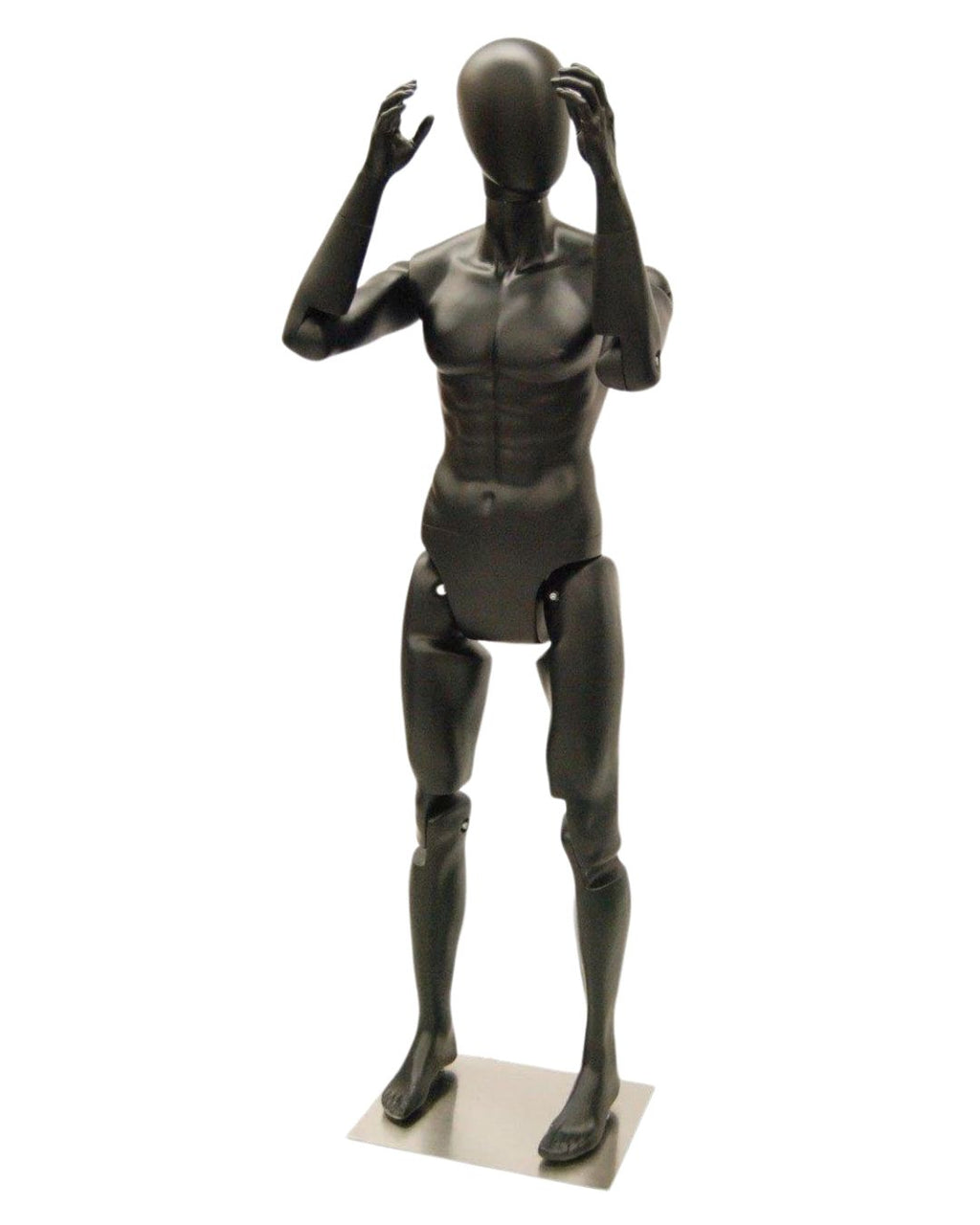 Black Abstract Posable Mannequin - Male (TMK-MD-Z-MFXBEG)