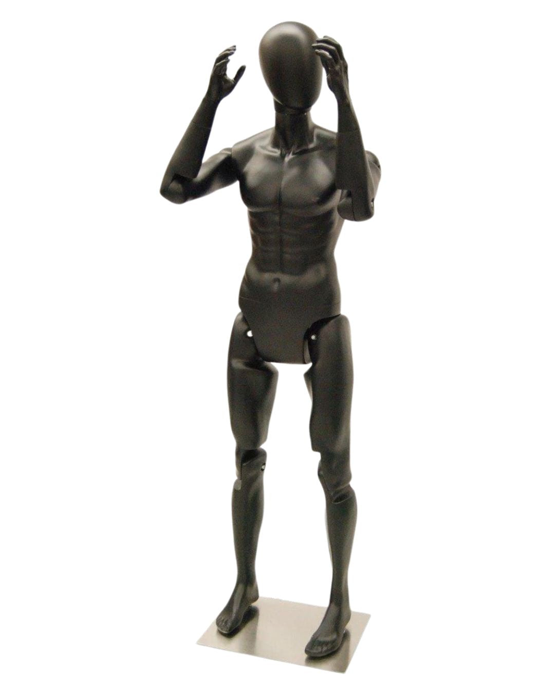 Black Abstract Posable Mannequin - Male (TMK-MD-Z-MFXBEG)