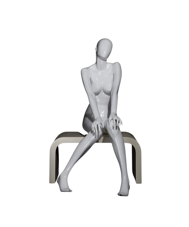 Female White Sitting Egghead Mannequin (TMK-MZ-OZIW1)
