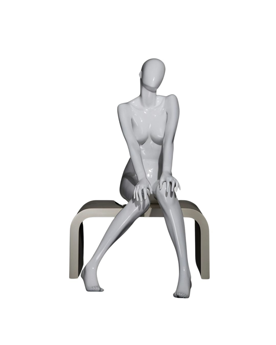 Female White Sitting Egghead Mannequin (TMK-MZ-OZIW1)