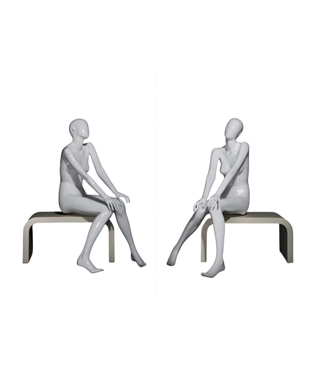 Female White Sitting Egghead Mannequin (TMK-MZ-OZIW1)
