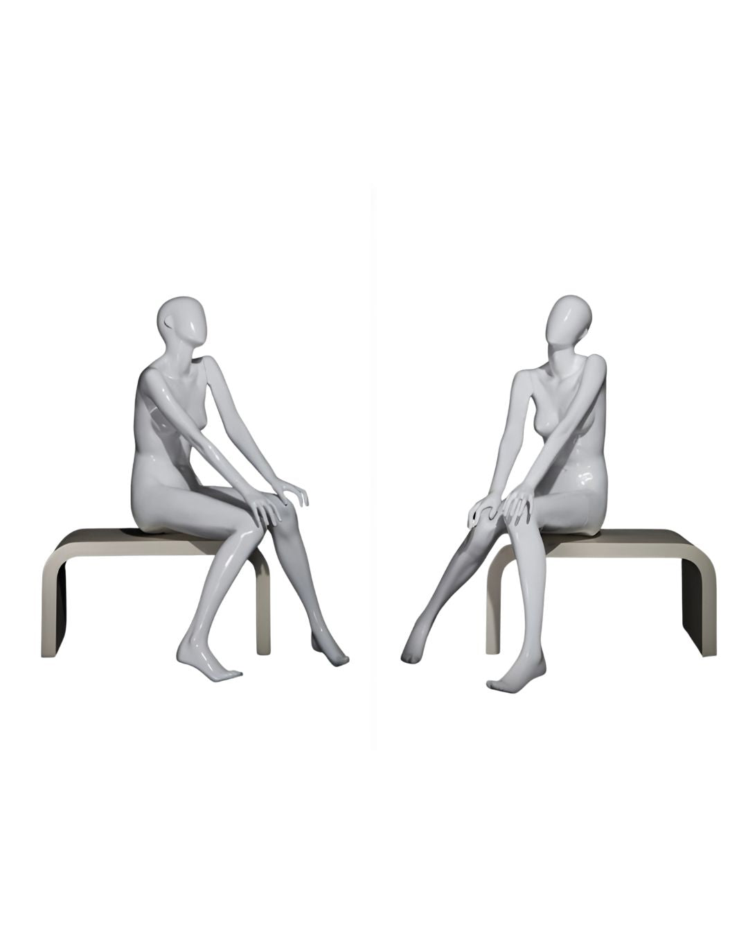 Female White Sitting Egghead Mannequin (TMK-MZ-OZIW1)