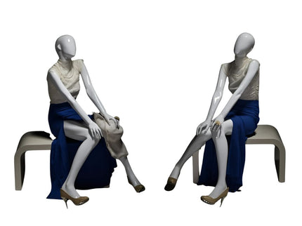 Female White Sitting Egghead Mannequin (TMK-MZ-OZIW1)