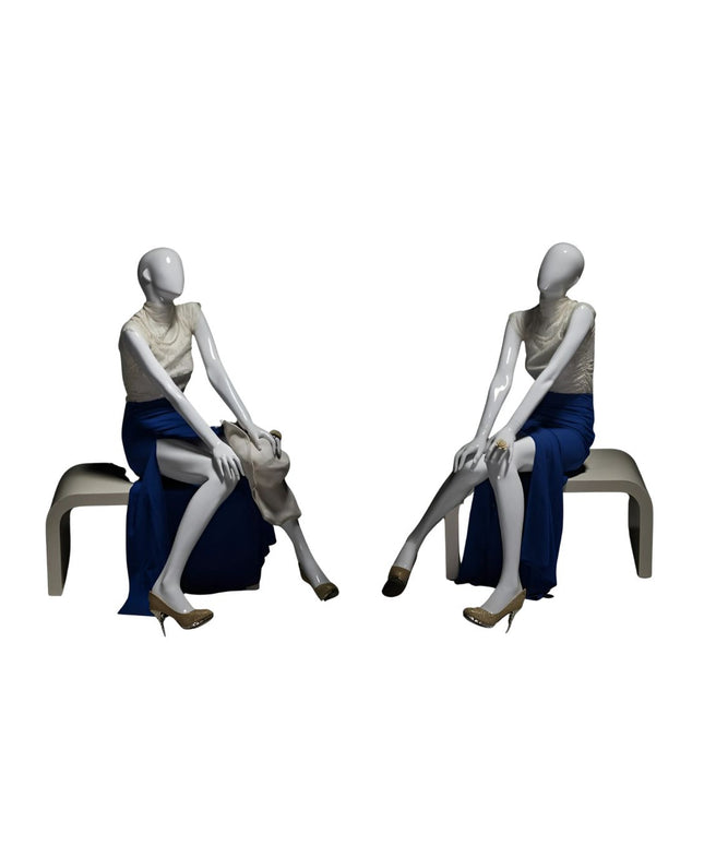 Female White Sitting Egghead Mannequin (TMK-MZ-OZIW1)
