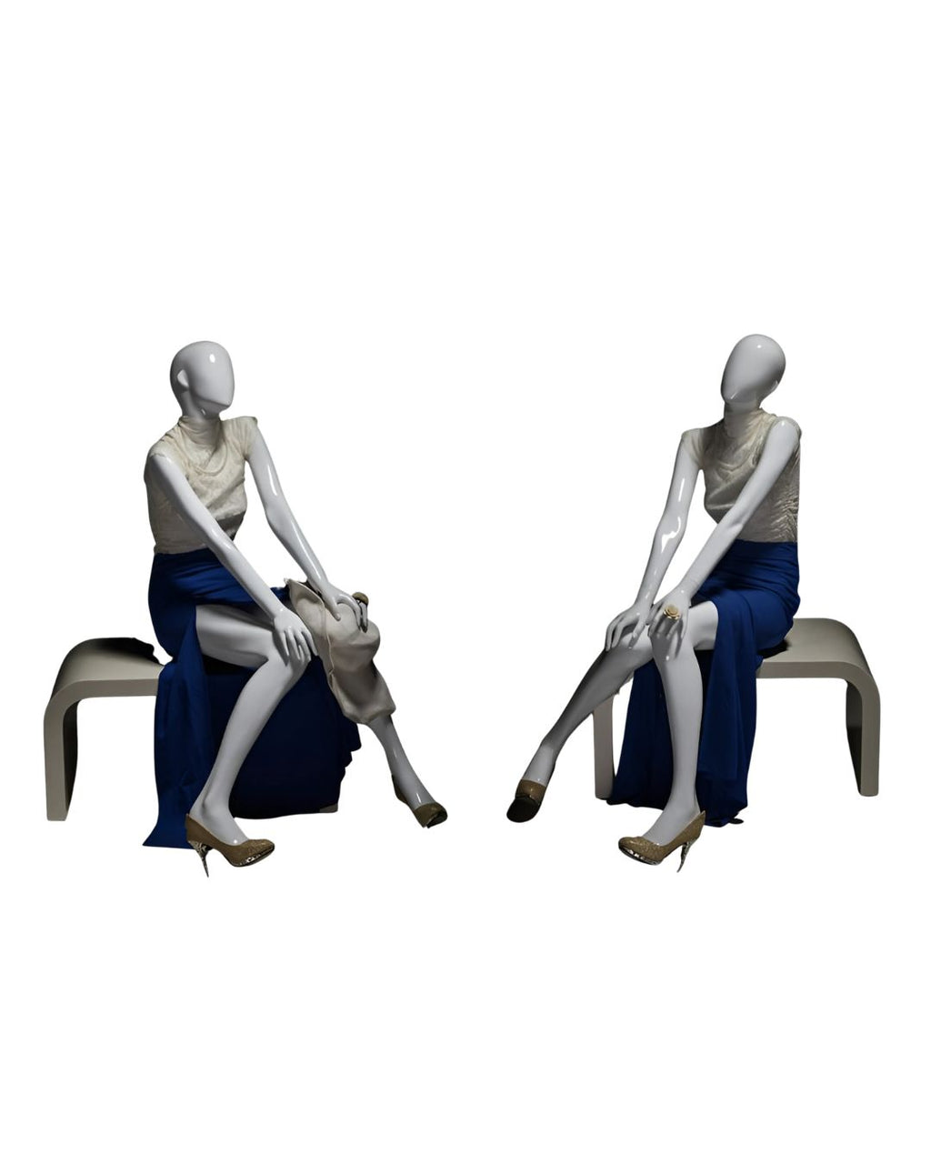 Female White Sitting Egghead Mannequin (TMK-MZ-OZIW1)
