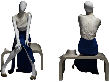 Female White Sitting Egghead Mannequin (TMK-MZ-OZIW1)
