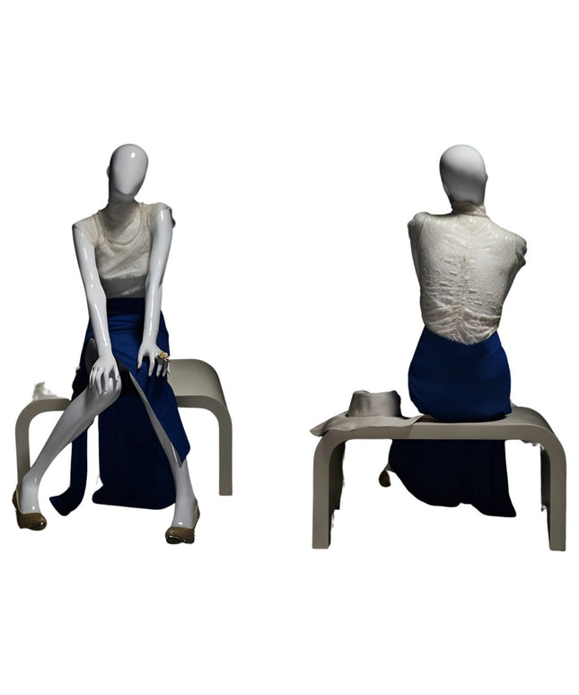 Female White Sitting Egghead Mannequin (TMK-MZ-OZIW1)
