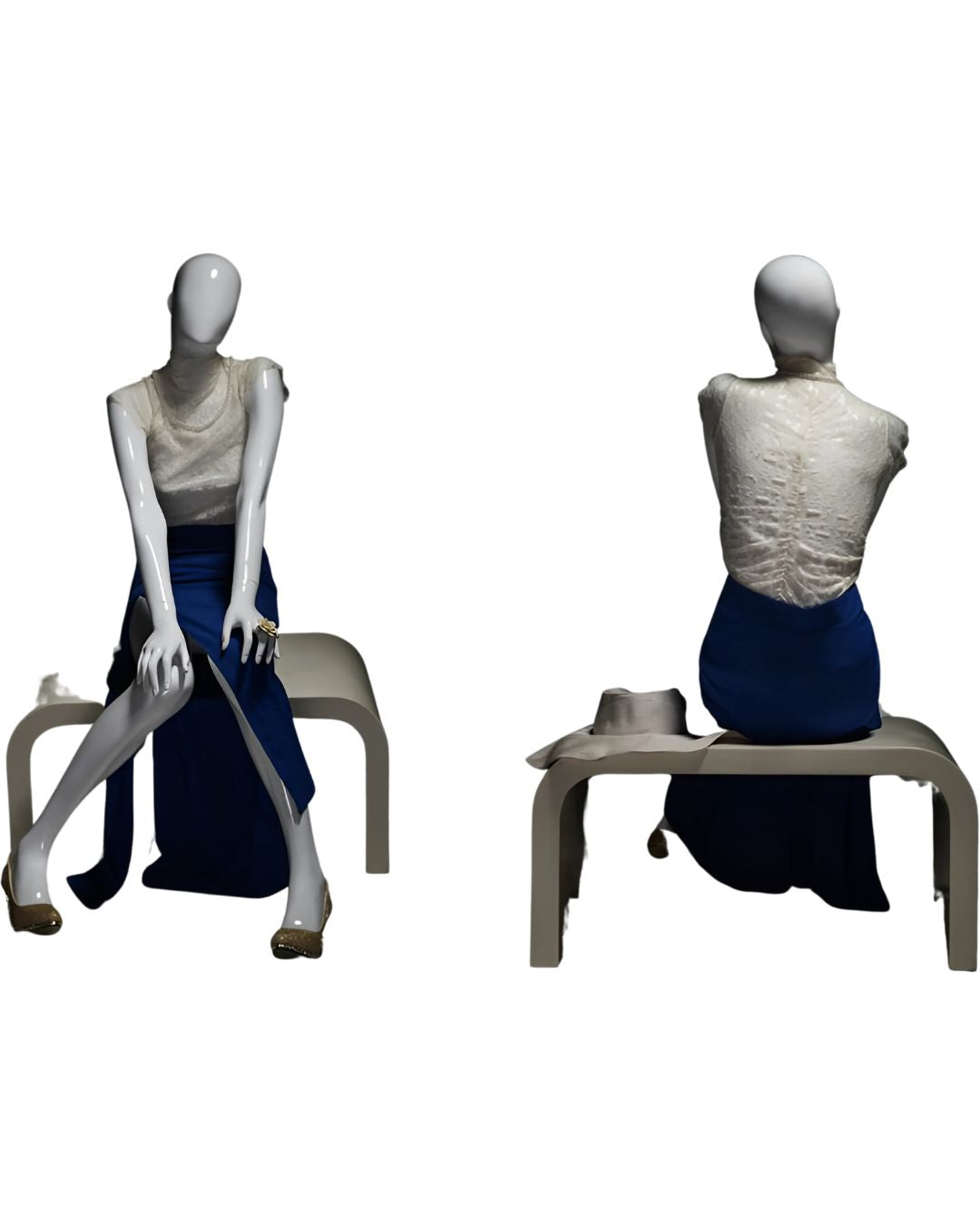 Female White Sitting Egghead Mannequin (TMK-MZ-OZIW1)