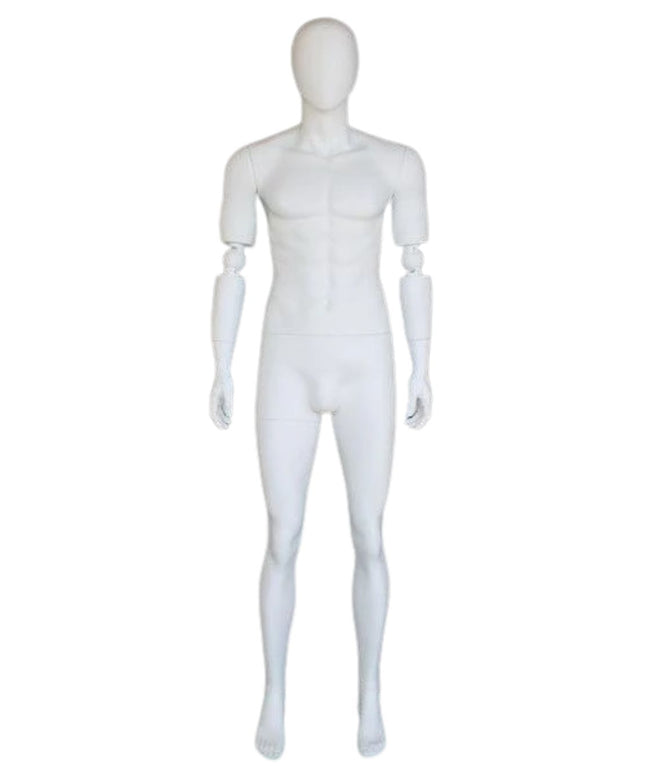 Male Egghead Mannequin with Movable Elbows TMK-SFM38E-WT