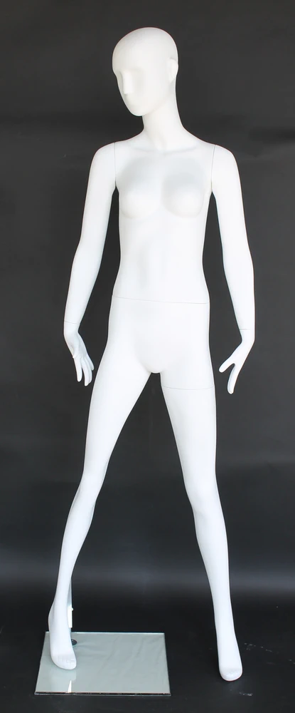 Arms-at-sides abstract female mannequin in matte white