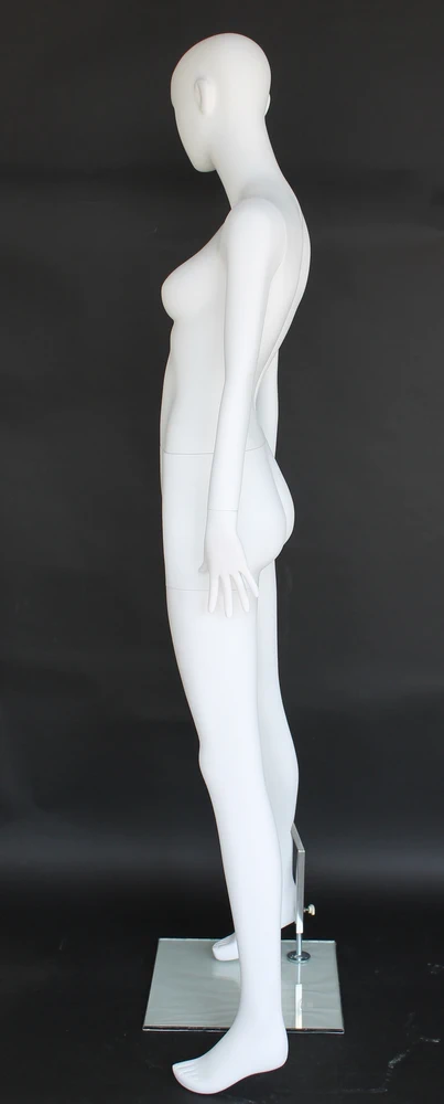 Arms-at-sides abstract female mannequin in matte white