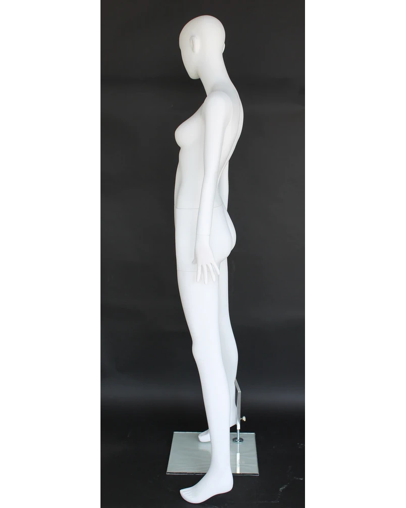 Arms-at-sides abstract female mannequin in matte white