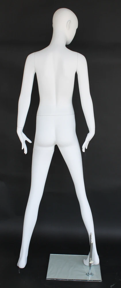 Arms-at-sides abstract female mannequin in matte white