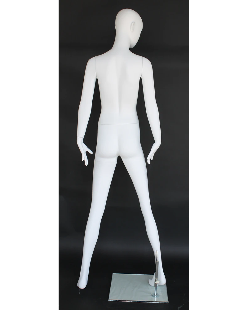 Arms-at-sides abstract female mannequin in matte white
