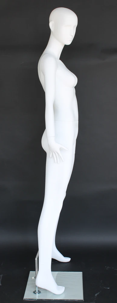 Arms-at-sides abstract female mannequin in matte white