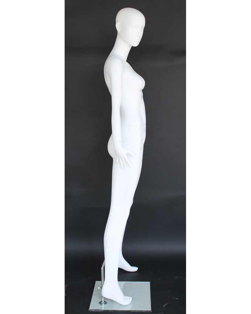 Arms-at-sides abstract female mannequin in matte white