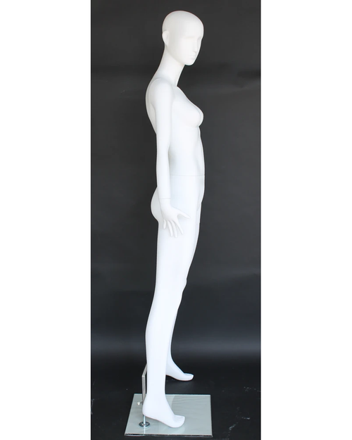 Arms-at-sides abstract female mannequin in matte white