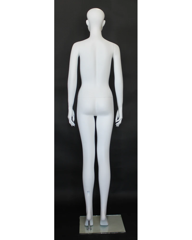 Upright abstract female mannequin in matte white