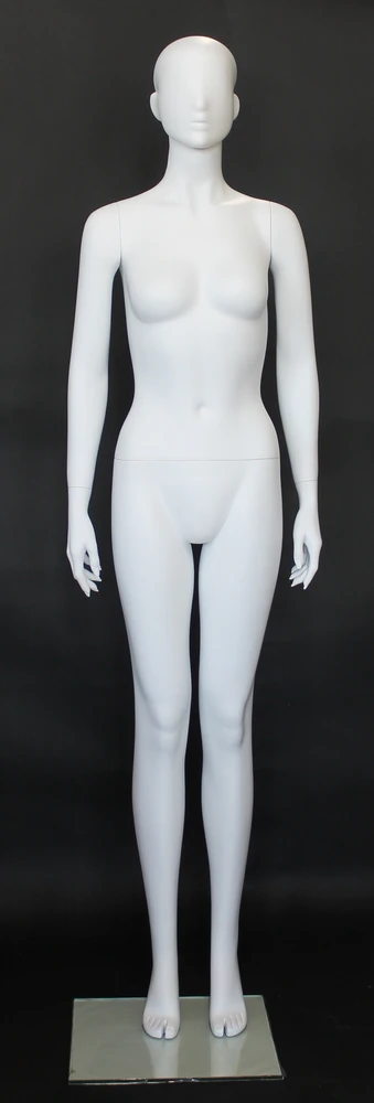 Upright abstract female mannequin in matte white