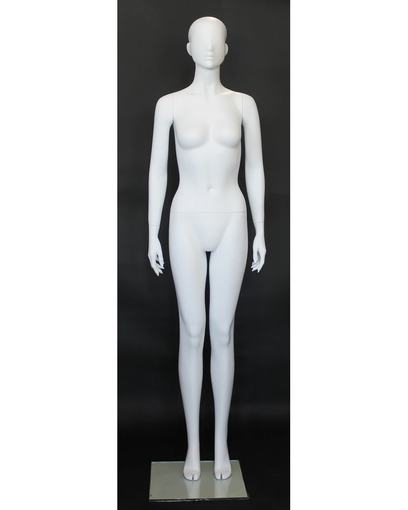 Upright abstract female mannequin in matte white