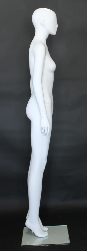 Upright abstract female mannequin in matte white