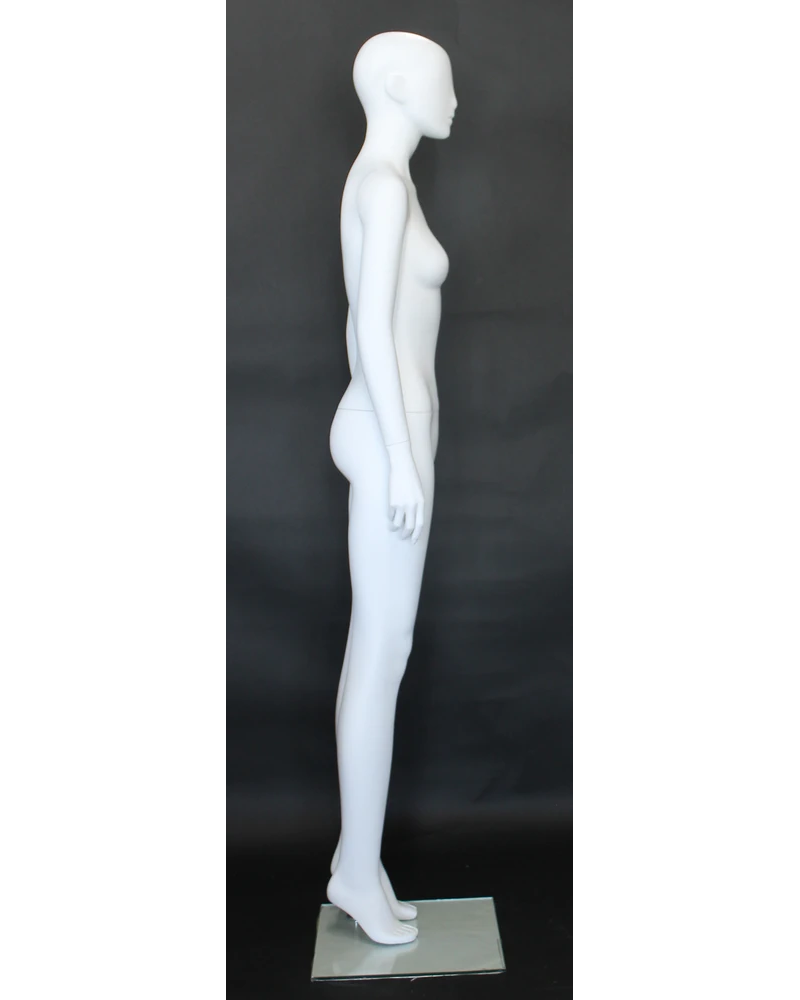 Upright abstract female mannequin in matte white