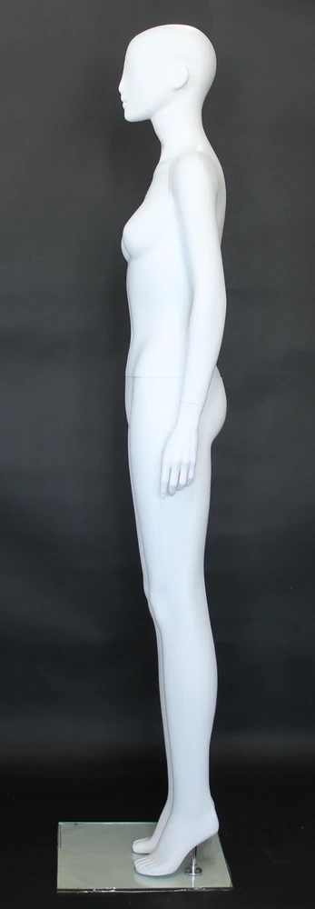 Upright abstract female mannequin in matte white