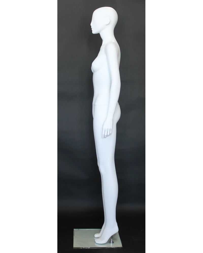 Upright abstract female mannequin in matte white
