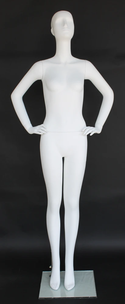 Hand-on-waist abstract female mannequin in matte white