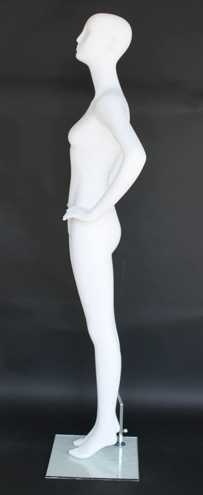 Hand-on-waist abstract female mannequin in matte white