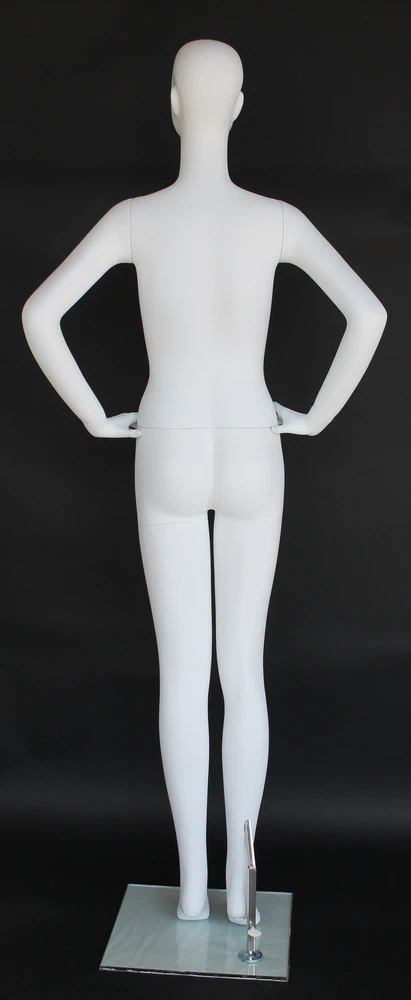 Hand-on-waist abstract female mannequin in matte white