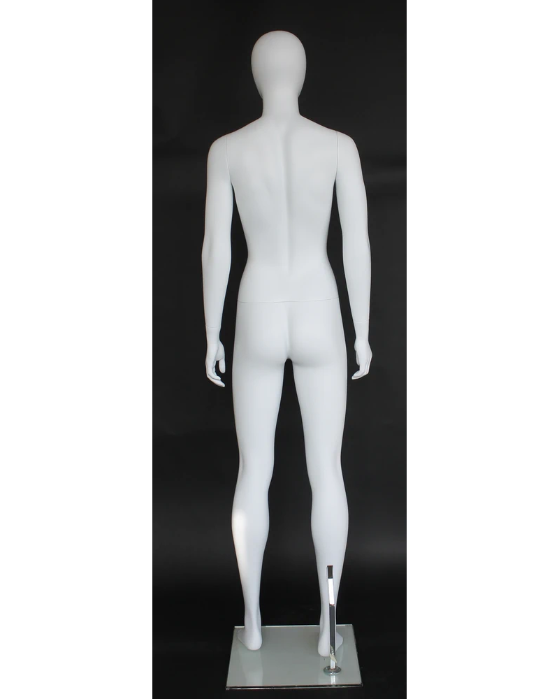 Athletic egghead female mannequin in matte white