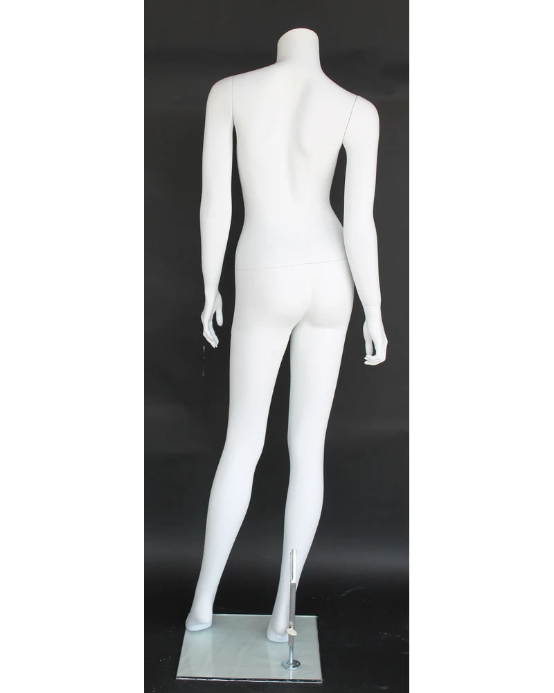 Relaxed standing headless female mannequin in matte white